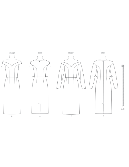 Patron Vogue 2105/D5 (32-40) - Robe fourreau épaules dénudées et ceinture