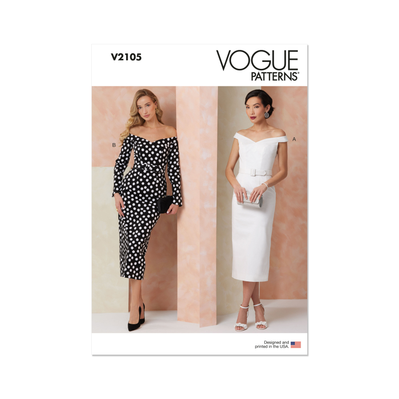 Patron Vogue 2105/R5 (42-50) - Robe fourreau épaules dénudées et ceinture