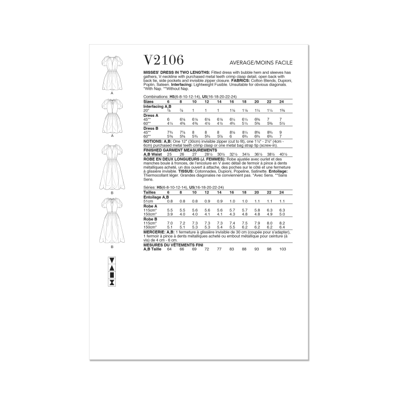 Patron Vogue 2106/H5 (34-42) - Robe...