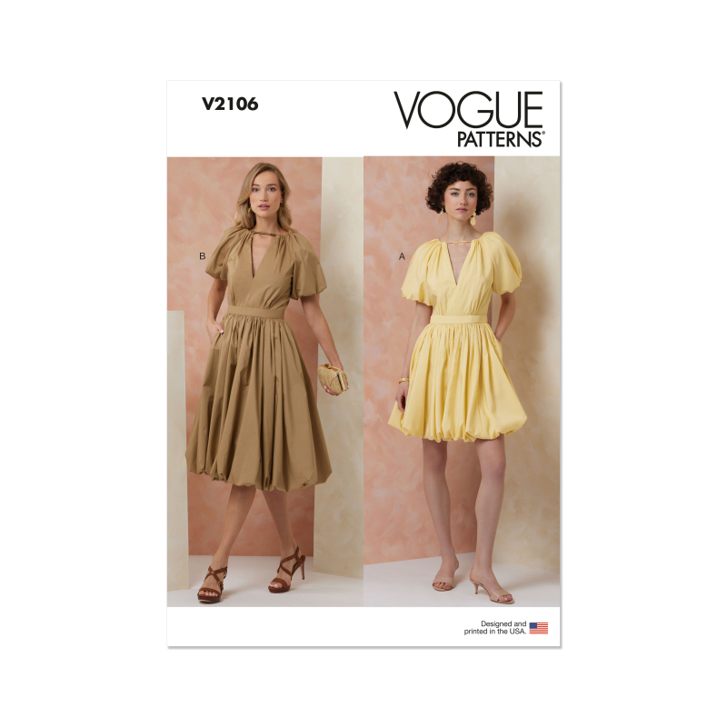 Patron Vogue 2106/H5 (34-42) - Robe froncée à ourlet bulle et dos ouvert