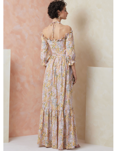 Patron Vogue 2107/H5 (34-42) - Robe bardot midi ou longue à manches bouffantes