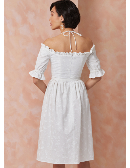 Patron Vogue 2107/U5 (44-52) - Robe bardot midi ou longue à manches bouffantes