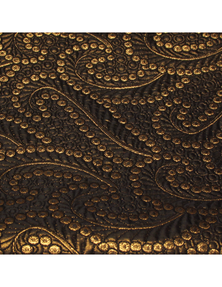 Brocart de soie - Motif baroque à pois bronze & noir