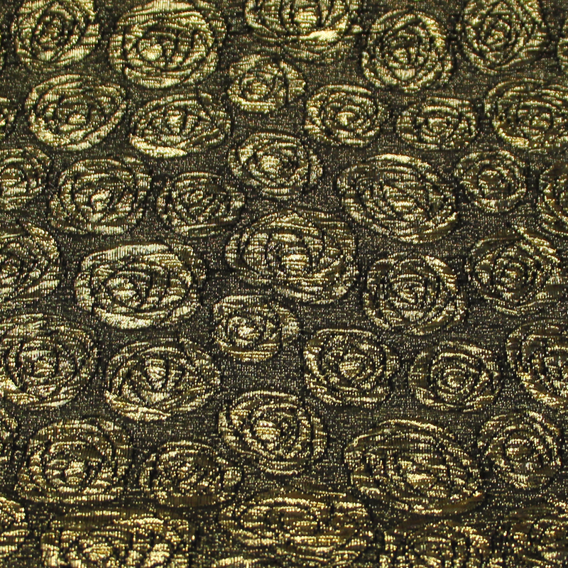 Brocart de soie - Fleur doré fond noir