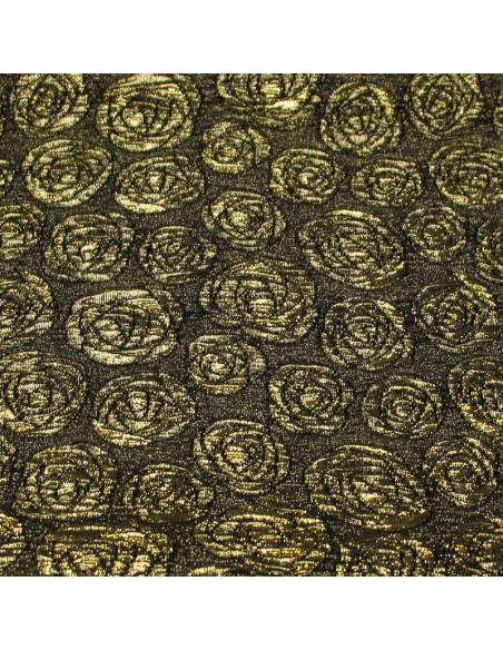 Brocart de soie - Fleur doré fond noir