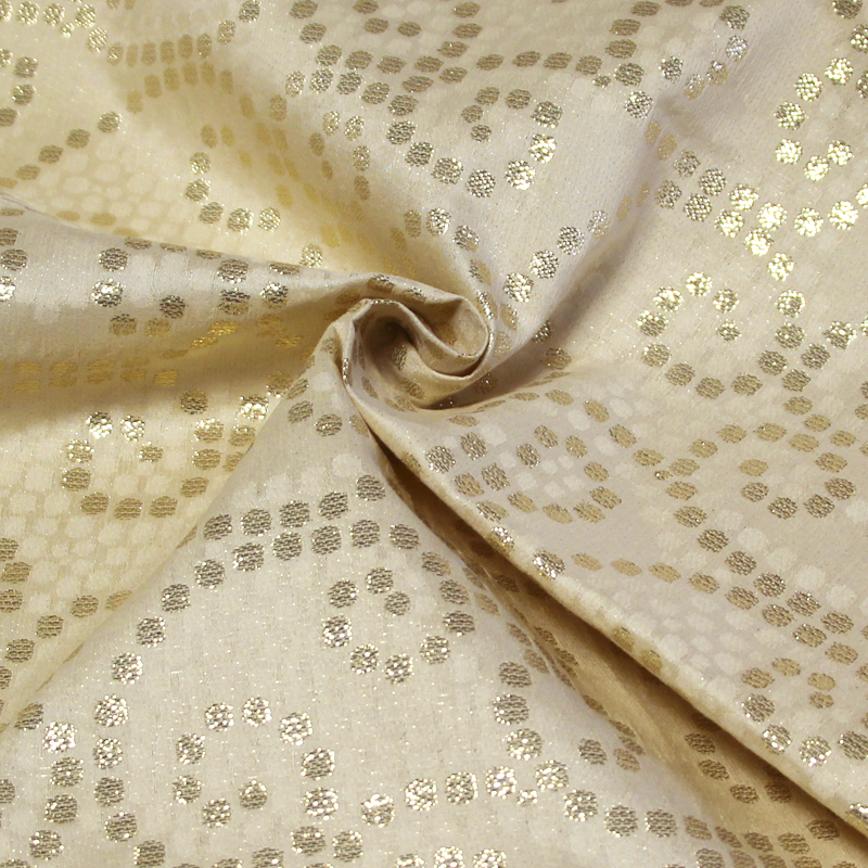 Brocart de soie - Motif pois doré...
