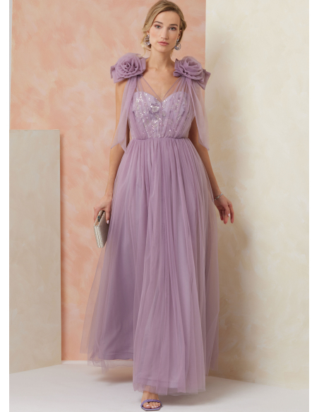 Patron Vogue 2108/B5 (36-44) - Robe longue de soirée bustier avec superposition tulle
