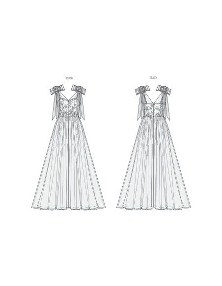 Patron Vogue 2108/B5 (36-44) - Robe longue de soirée bustier avec superposition tulle