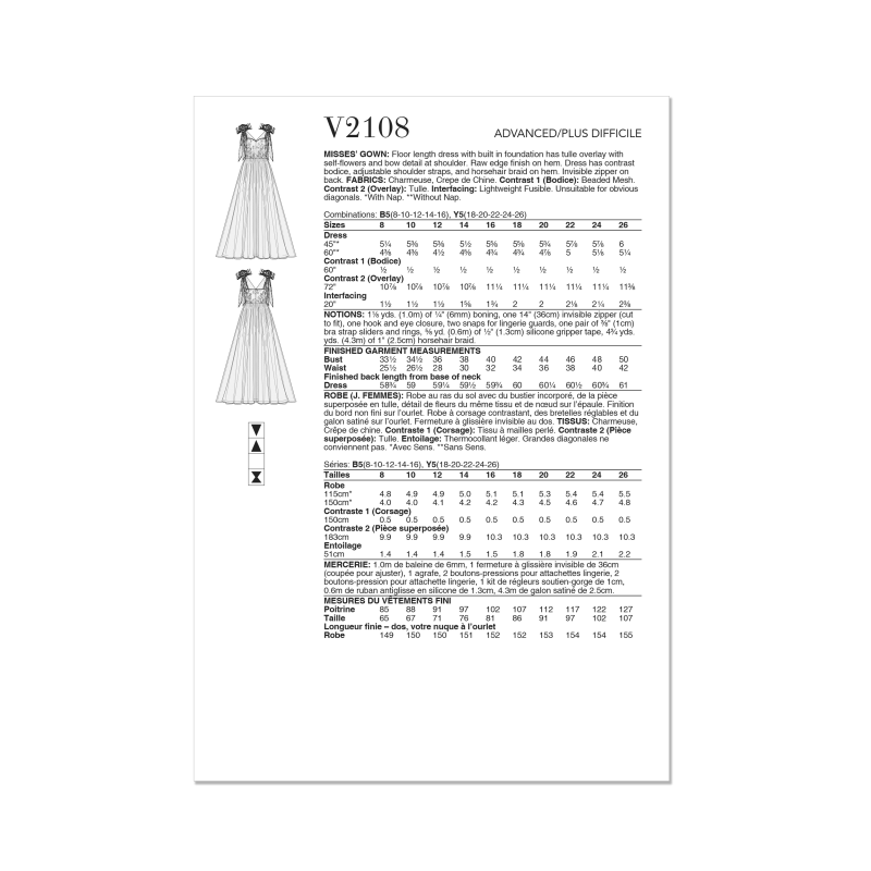 Patron Vogue 2108/Y5 (46-54) - Robe...