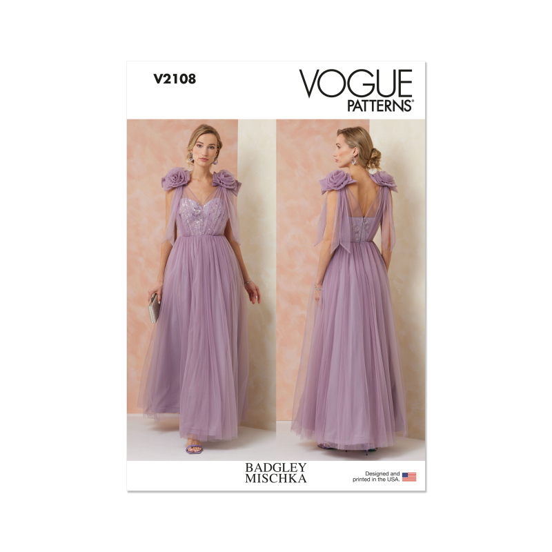 Patron Vogue 2108/Y5 (46-54) - Robe longue de soirée bustier avec superposition tulle