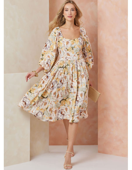 Patron Vogue 2109/H5 (34-42) - Robe ajustée à encolure cœur et manches bouffantes