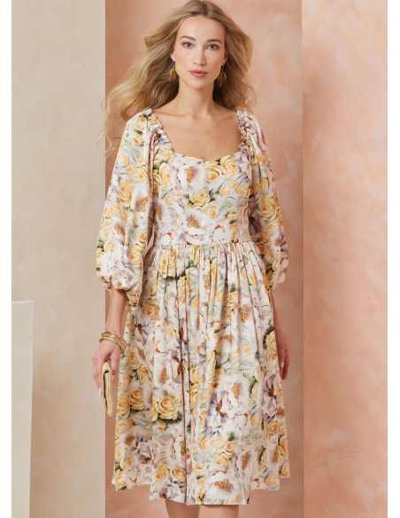 Patron Vogue 2109/U5 (44-52) - Robe ajustée à encolure cœur et manches bouffantes