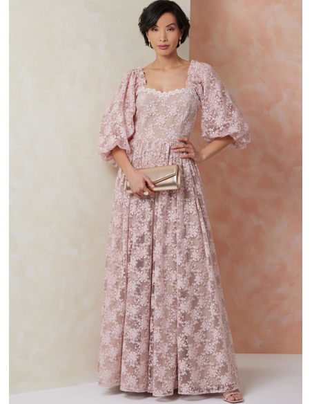 Patron Vogue 2109/U5 (44-52) - Robe ajustée à encolure cœur et manches bouffantes