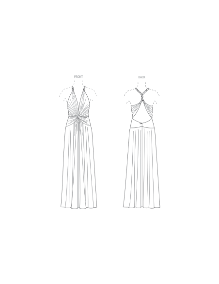 Patron Vogue 2110/B5 (36-44) - Robe longue halter drapée à dos croisé