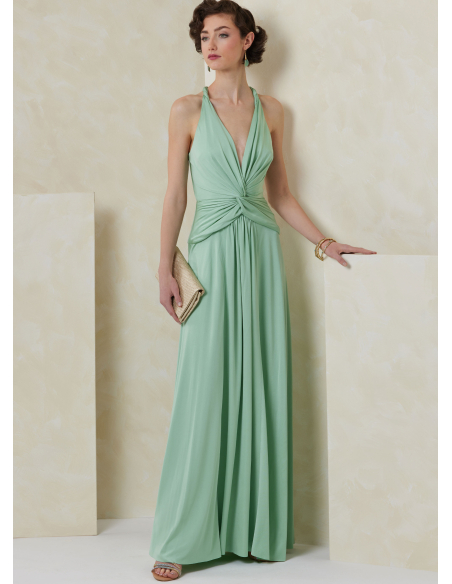 Patron Vogue 2110/Y5 (46-54) - Robe longue halter drapée à dos croisé
