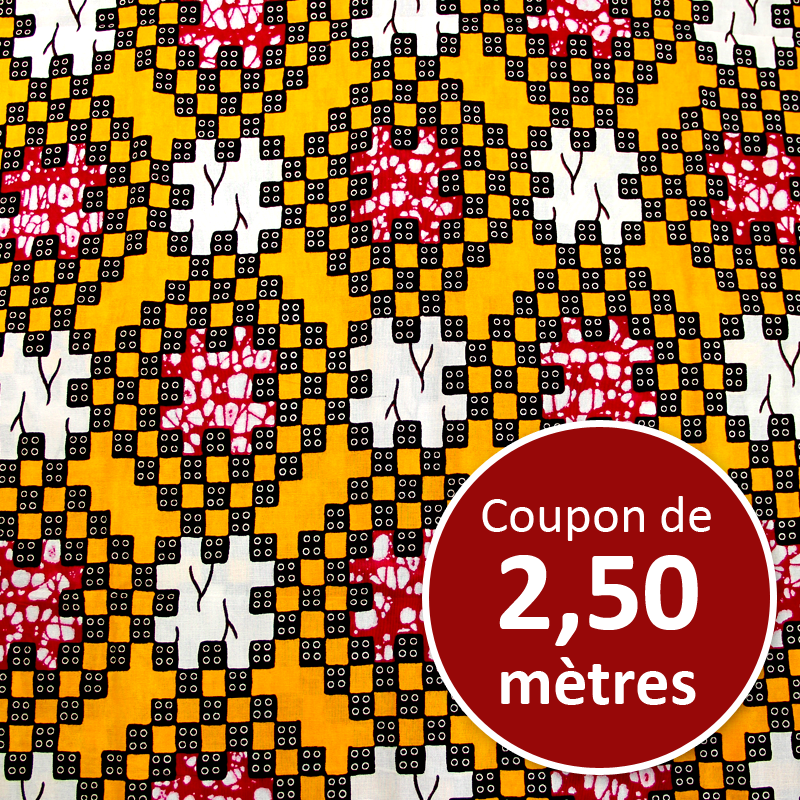 Tissu Africain WAX - Dominos (coupon de 2,50 mètres)