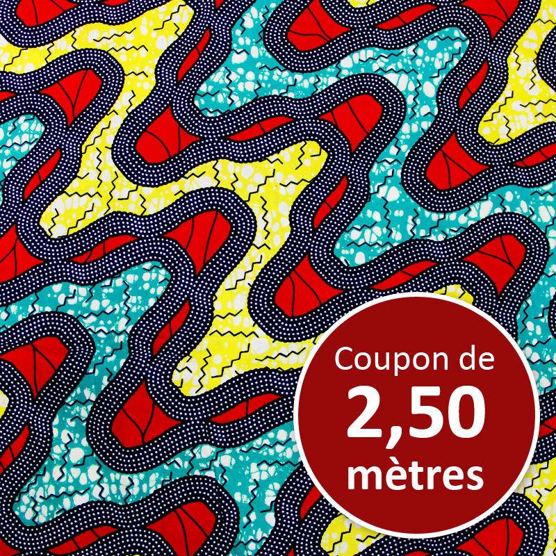 Tissu Africain WAX - Amazonie Rouge (coupon de 2,50 mètres)
