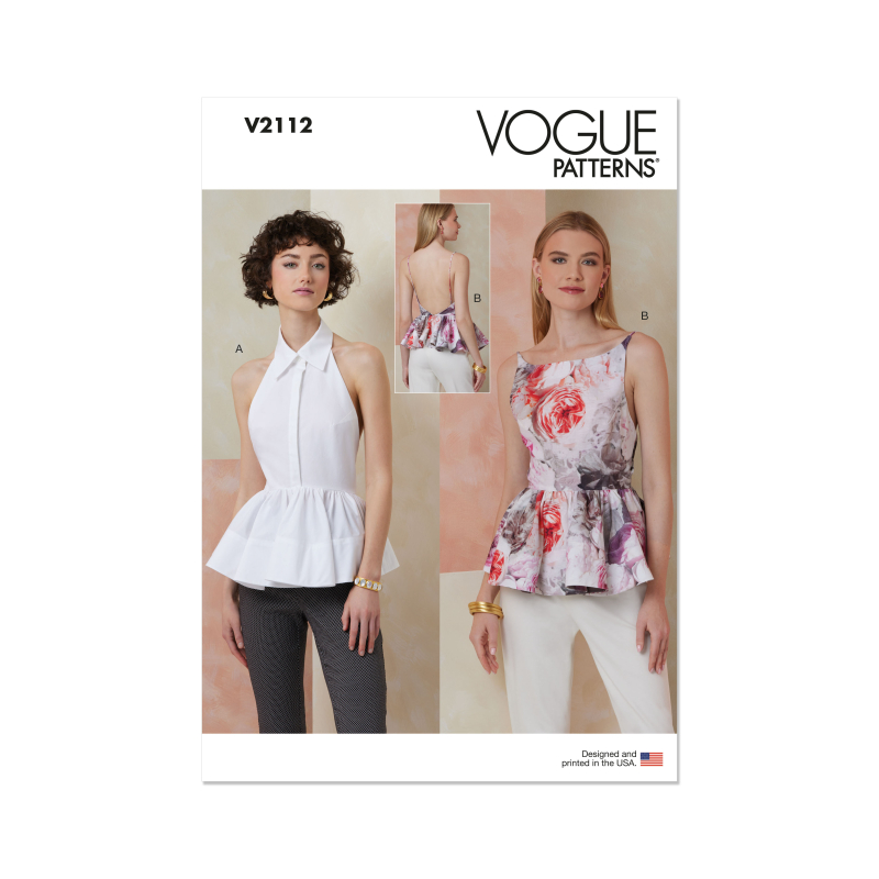 Patron Vogue 2112/U5 (44-52) - Top à basque dos nu ou col halter