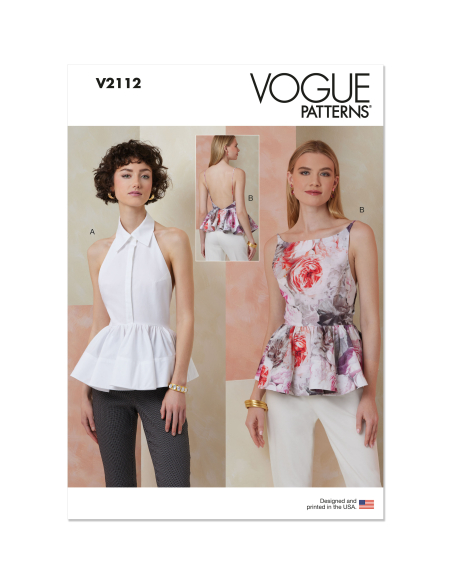 Patron Vogue 2112/U5 (44-52) - Top à basque dos nu ou col halter