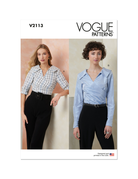 Patron Vogue 2113/B5 (36-44) - Top ajusté encolure V avec manches courtes ou longues