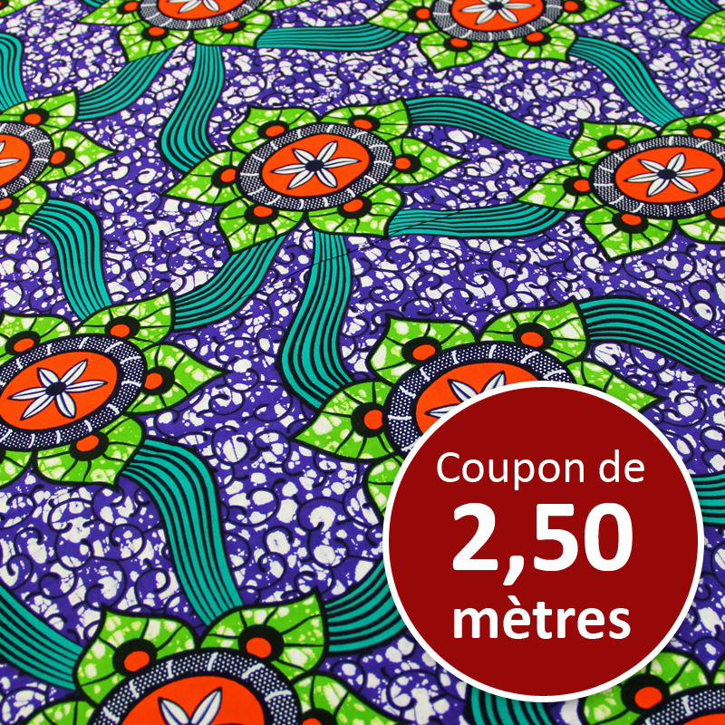 Tissu Africain WAX - Anémones (coupon de 2,50 mètres)