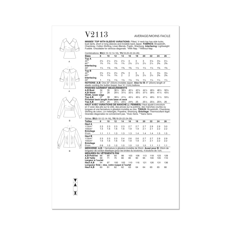 Patron Vogue 2113/Y5 (46-54) - Top...