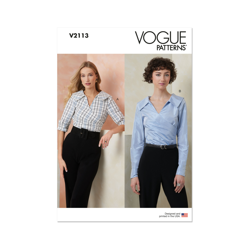 Patron Vogue 2113/Y5 (46-54) - Top ajusté encolure V avec manches courtes ou longues