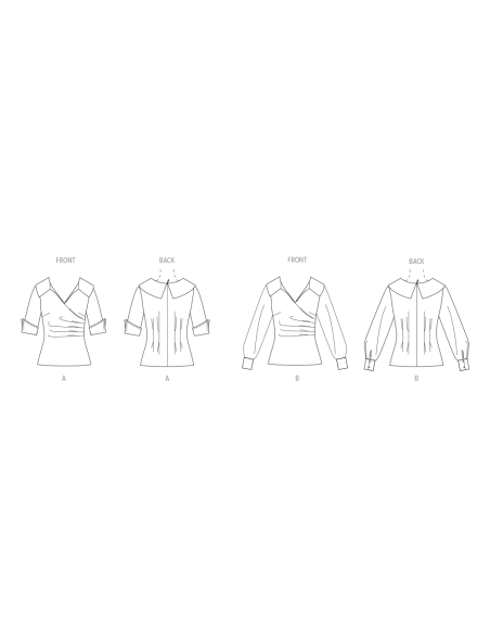 Patron Vogue 2113/Y5 (46-54) - Top ajusté encolure V avec manches courtes ou longues