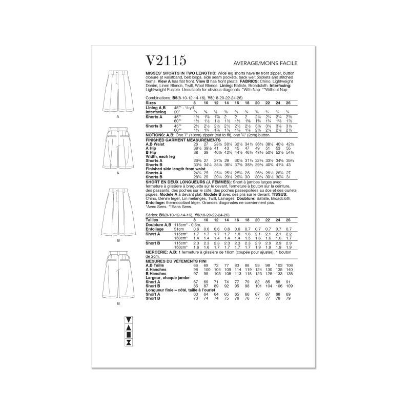 Patron Vogue 2115/B5 (36-44) - Short...