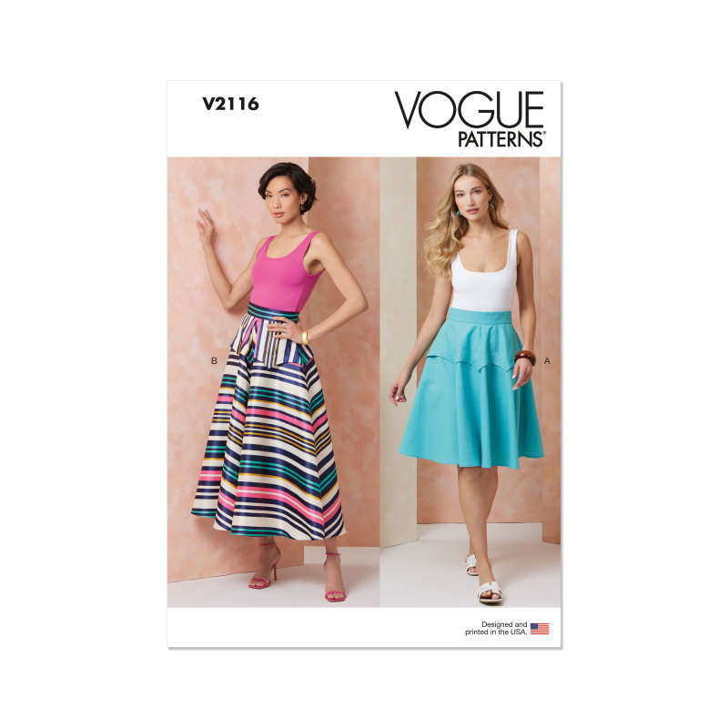 Patron Vogue 2116/H5 (34-42) - Jupe peplum mi‑genou ou midi
