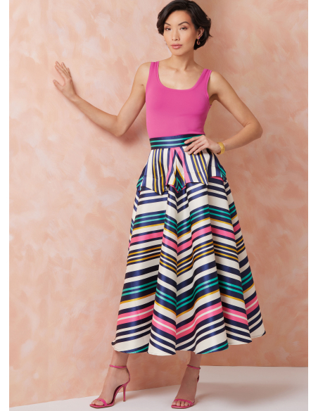 Patron Vogue 2116/H5 (34-42) - Jupe peplum mi‑genou ou midi