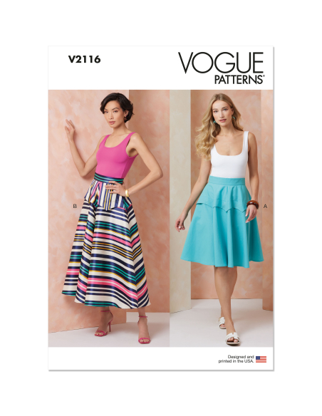 Patron Vogue 2116/U5 (44-52) - Jupe peplum mi‑genou ou midi
