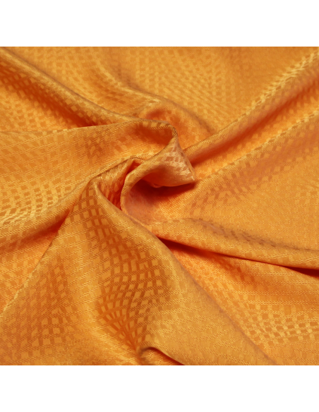 Satin 100% soie jacquard - Résille ondulée orange clair