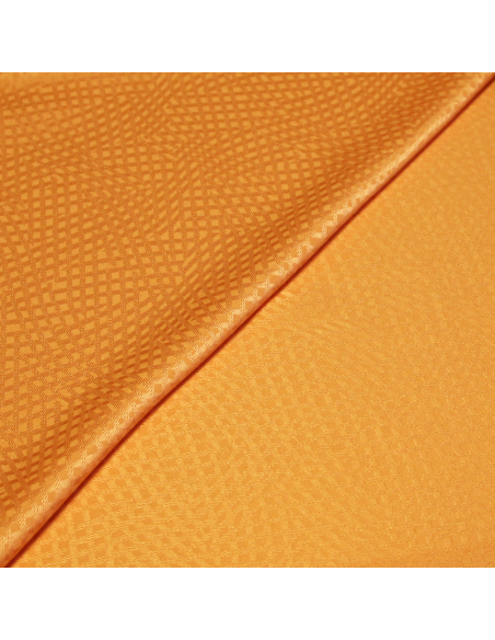 Satin 100% soie jacquard - Résille ondulée orange clair