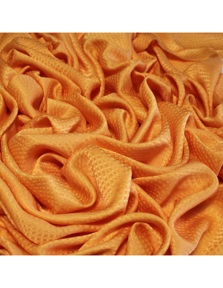 Satin 100% soie jacquard - Résille ondulée orange clair