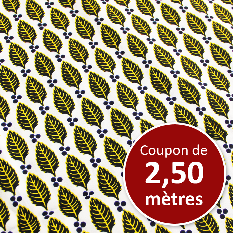 Tissu Africain WAX - Houx jaune (coupon de 2,50 mètres)