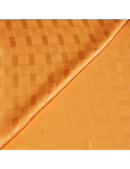 Satin 100% soie jacquard - Carreaux croisé orange clair