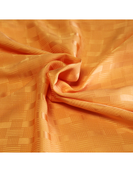 Satin 100% soie jacquard - Carreaux croisé orange clair