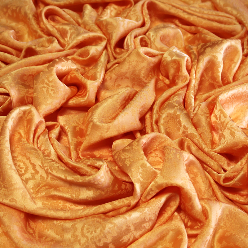 Satin 100% soie jacquard - Liane orange clair