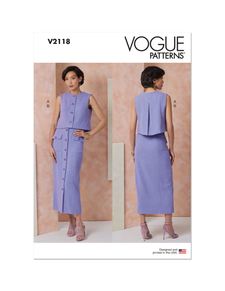 Patron Vogue 2118/H5 (34-42) - Top ajusté doublé et jupe slim à poches