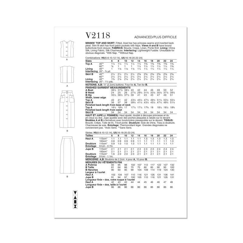 Patron Vogue 2118/H5 (34-42) - Top...