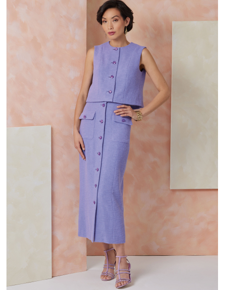 Patron Vogue 2118/H5 (34-42) - Top ajusté doublé et jupe slim à poches