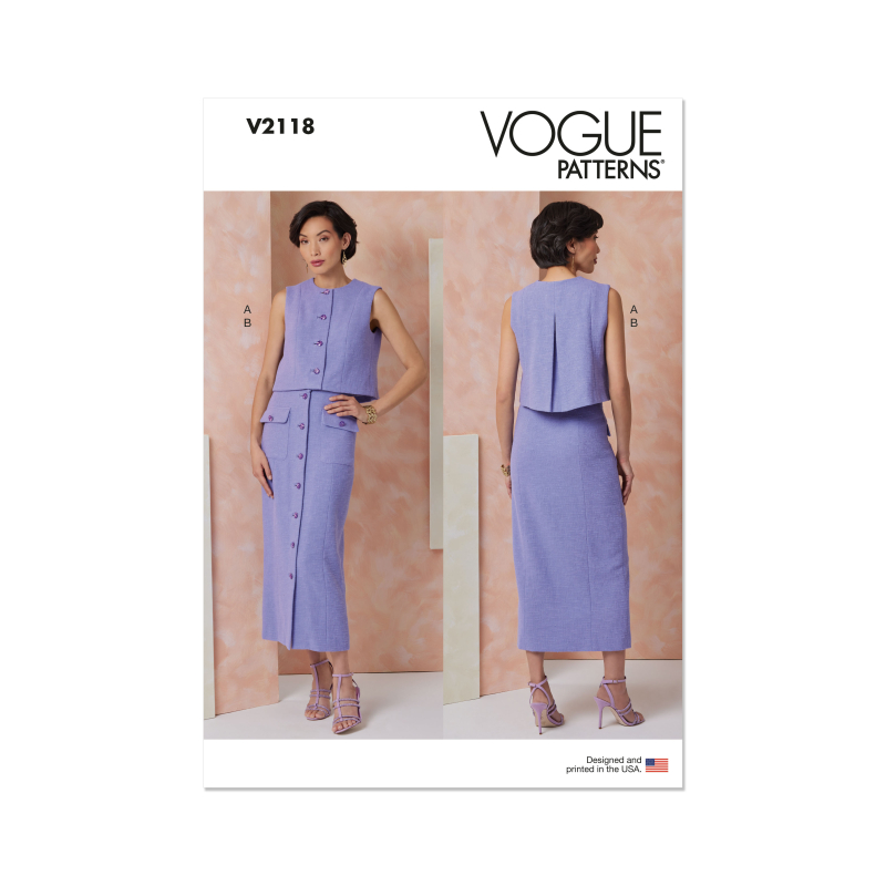Patron Vogue 2118/U5 (44-52) - Top ajusté doublé et jupe slim à poches