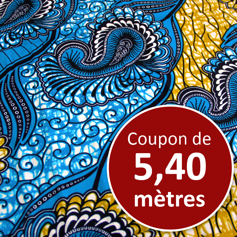Tissu Africain WAX - Océan de cachemire (coupon de 5,40 mètres)