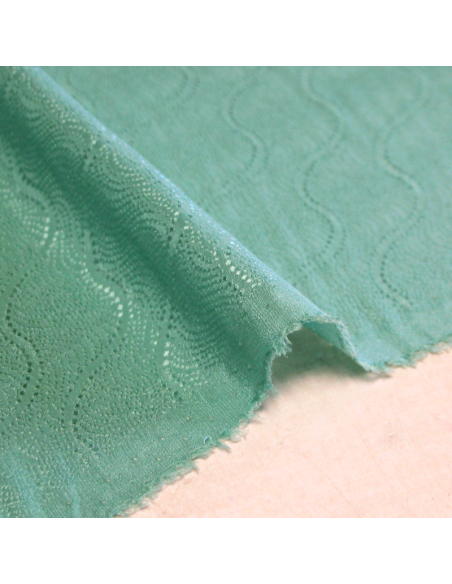Satin 100% soie jacquard - Losange vert d'eau