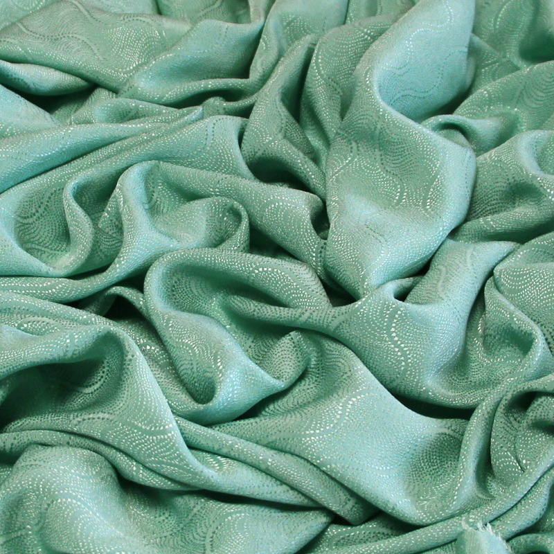 Satin 100% soie jacquard - Losange vert d'eau