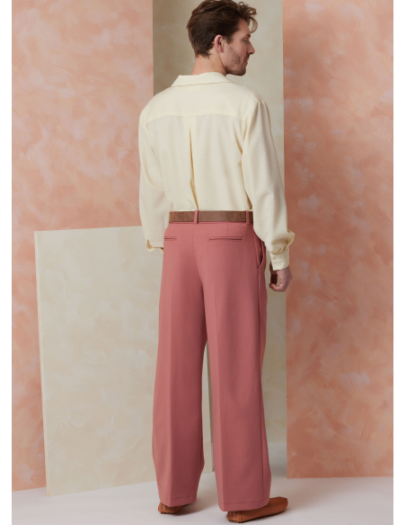 Patron Vogue 2120 AA (46-54) - Ensemble homme chemise ample, short ou pantalon et ceinture