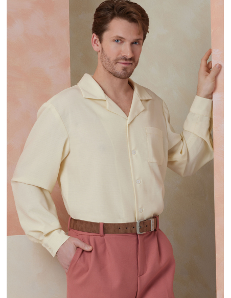 Patron Vogue 2120 AA (46-54) - Ensemble homme chemise ample, short ou pantalon et ceinture