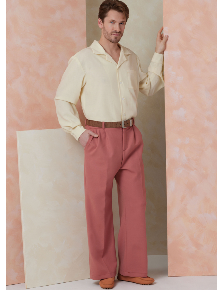 Patron Vogue 2120 BB (56-64) - Ensemble homme chemise ample, short ou pantalon et ceinture
