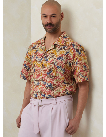 Patron Vogue 2120 BB (56-64) - Ensemble homme chemise ample, short ou pantalon et ceinture